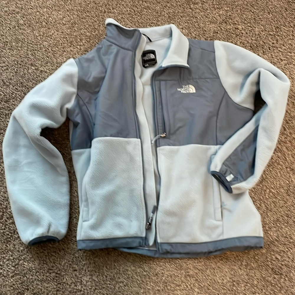 Women's pale blue (blueish gray) fleece zip up jacket